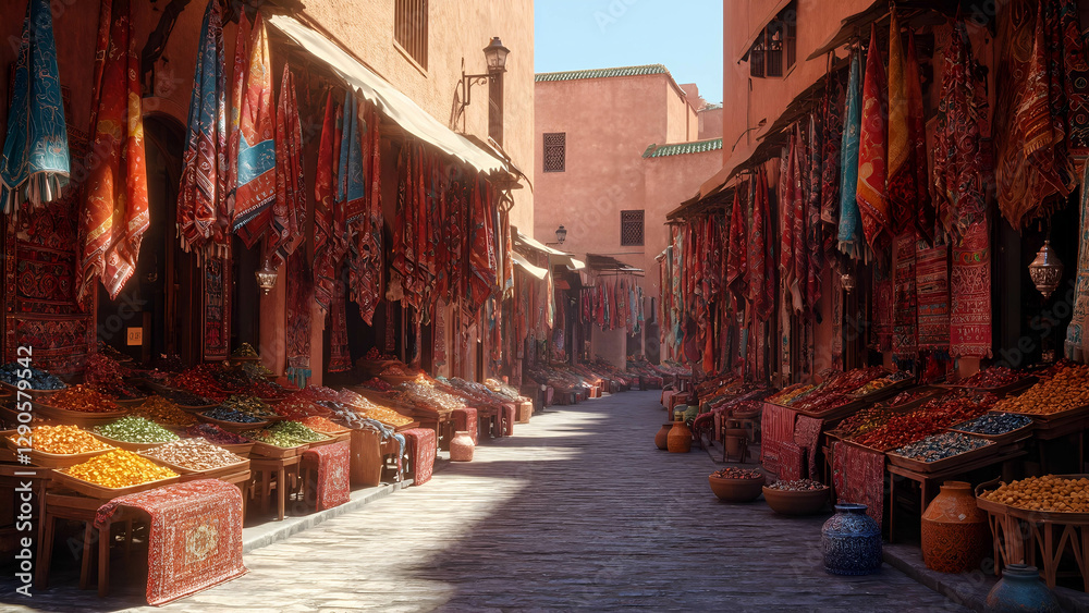 Fototapeta premium A vibrant street market in Marrakech, Morocco