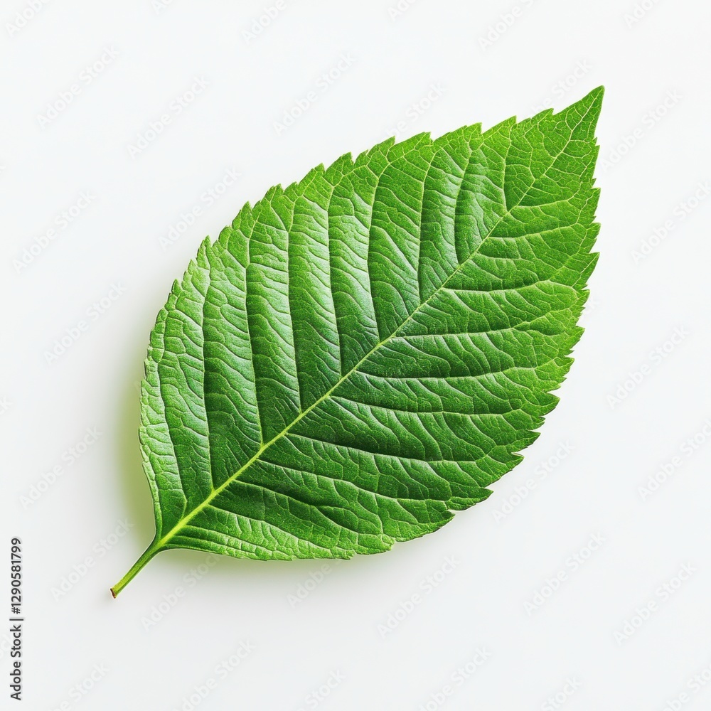 Obraz premium White background with green leaf illustration