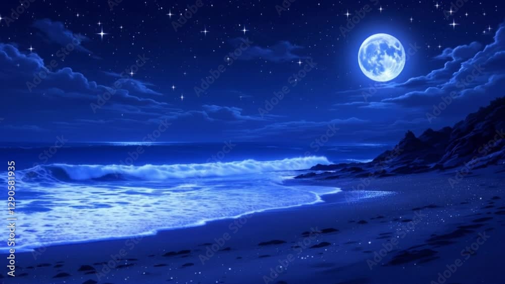 Full moon night, Panorama view universe space shot of milky way galaxy with stars on a night sky background. The Milky Way is the galaxy that contain Full moon night, Panorama view universe space shot of milky way galaxy with stars on a night sky background. The Milky Way is the galaxy that contain