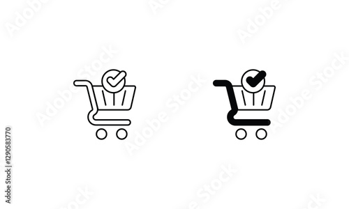 Checkout icons set line and glyph vector icon