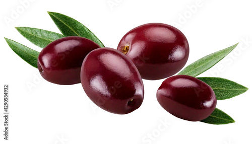 Freigestellte Kalamata Oliven: Dunkelviolett, mandelförmig und aromatisch, ideal für Salate, Antipasti und mediterrane Gerichte aus Griechenland
