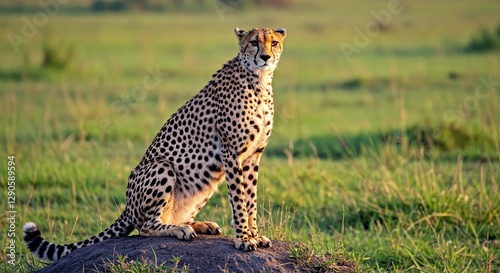  Cheetah Perched on a Termite Mound in the Okavango Delta, Botswana