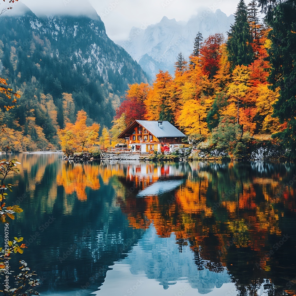 Fototapeta premium Amber hues shimmer as sunlight touches fall foliage gently