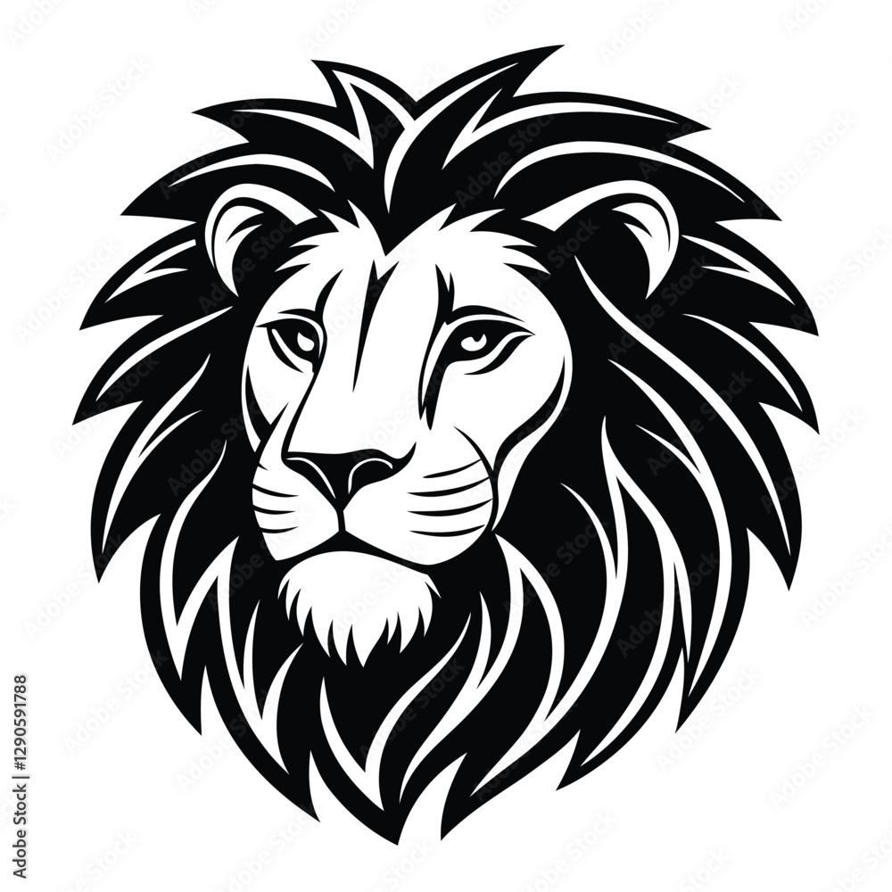 Fototapeta premium Tribal Lion Face Silhouette Design