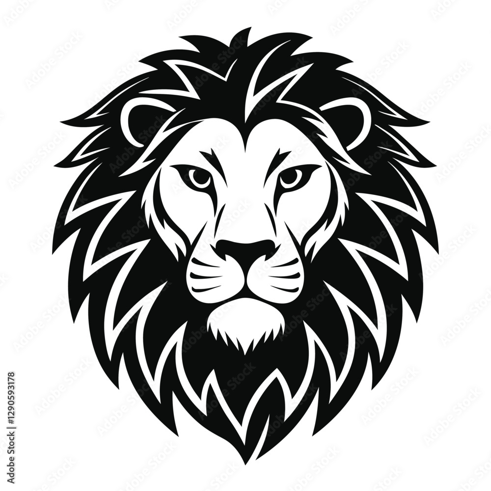 Obraz premium Lion Face Silhouette Vector