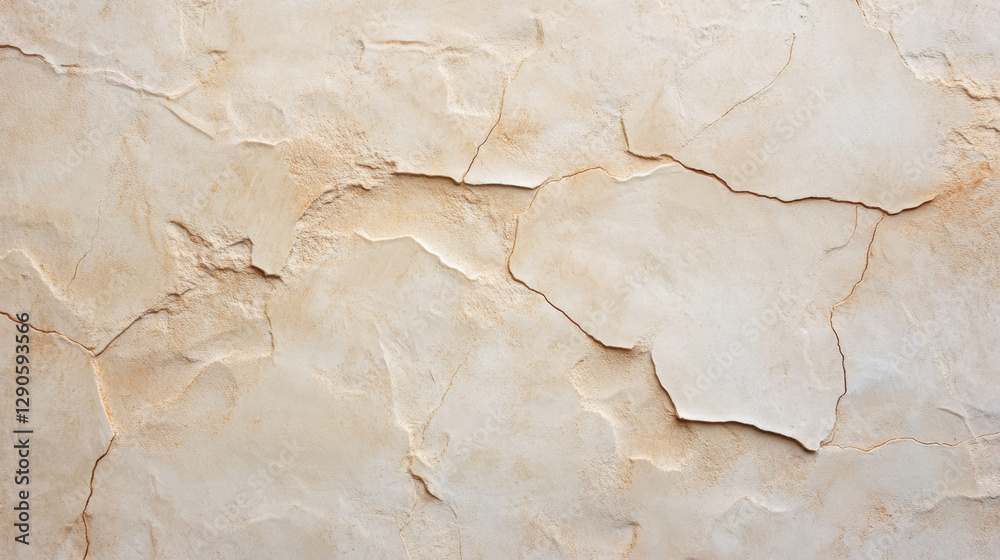 Obraz premium Textured wall surface with cracks and beige color, resembling aged plaster. This background adds depth and character to any design project