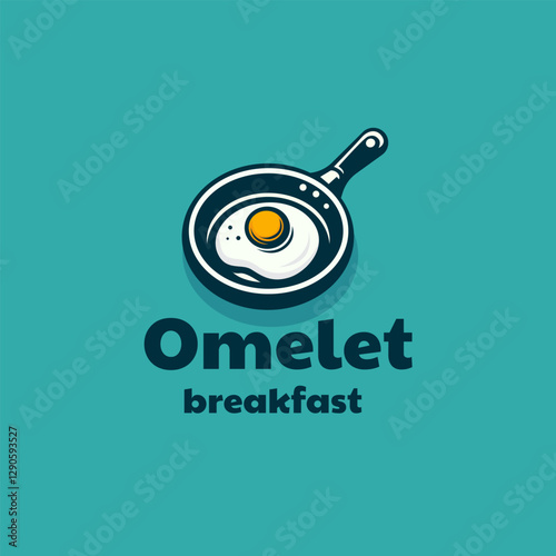 omelet Egg and Pan Skillet Cast Iron for Breakfast  logo design