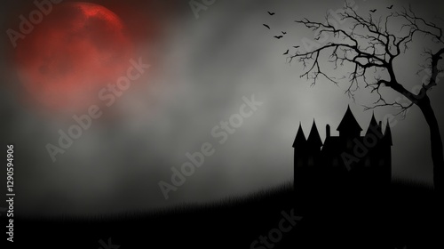 Gothic Castle Silhouetted A...