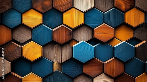 Hexagonal Wooden Mosaic Abs...