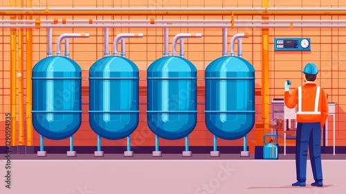 Industrial Plant Four Blue ...