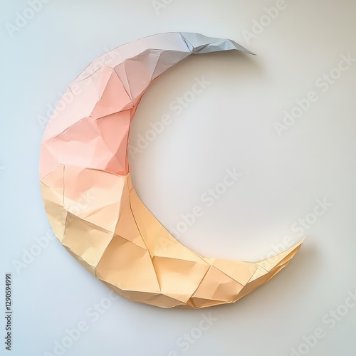 Soft pastel origami moonthemed art display photo