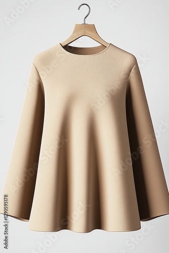 Beige Textured A-line Blous...