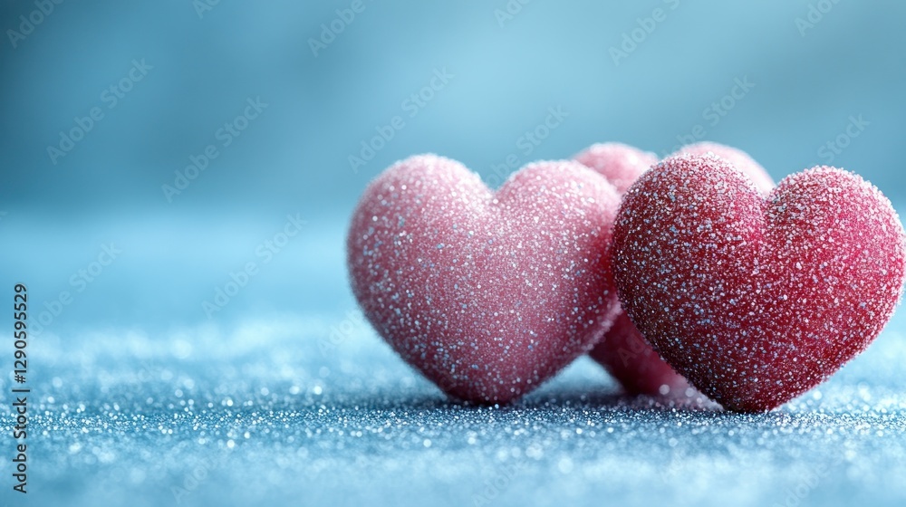 Fototapeta premium Valentine's Day hearts on a glittery surface