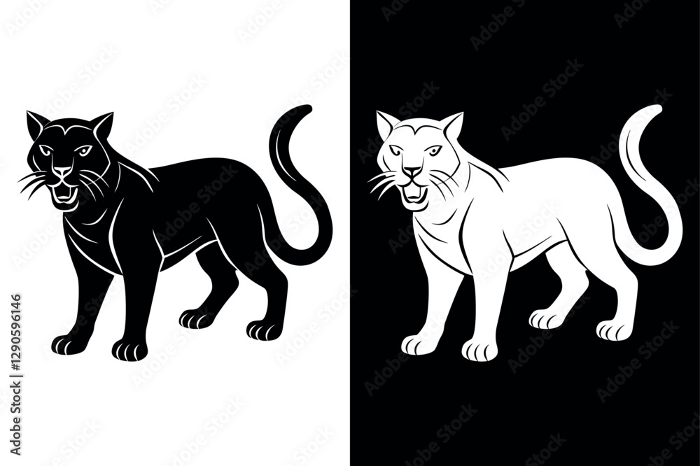 Black Wildcat Silhouette Vector Icon Crisp & Clean Illustration. Black Wildcat Silhouette Vector Icon Crisp & Clean Illustration.