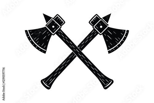 two axe icon  silhouette vector on white background
