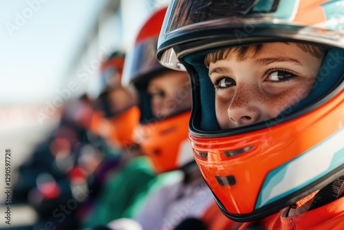 Young racer prepares for exciting competition, showcasing determ