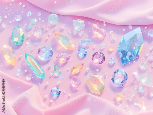 Mesmerizing Prismatic Crystals in Pastel Hues with Ethereal Sparkle