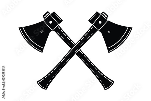 two axe icon  silhouette vector on white background
