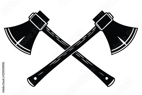 two axe icon  silhouette vector on white background