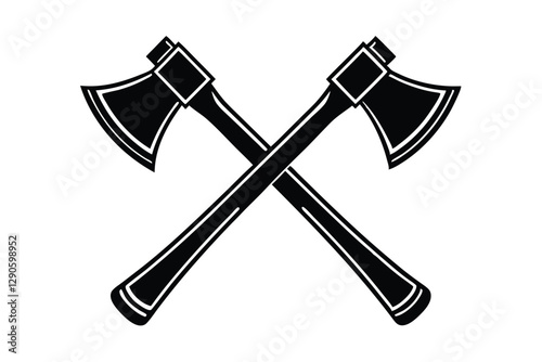 two axe icon  silhouette vector on white background