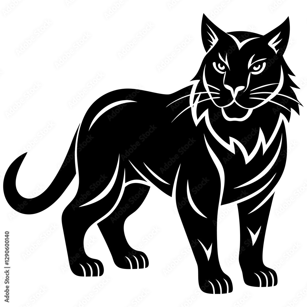 Wildcat Silhouette Vector Icon High-Quality Design on White Background. Wildcat Silhouette Vector Icon High-Quality Design on White Background.