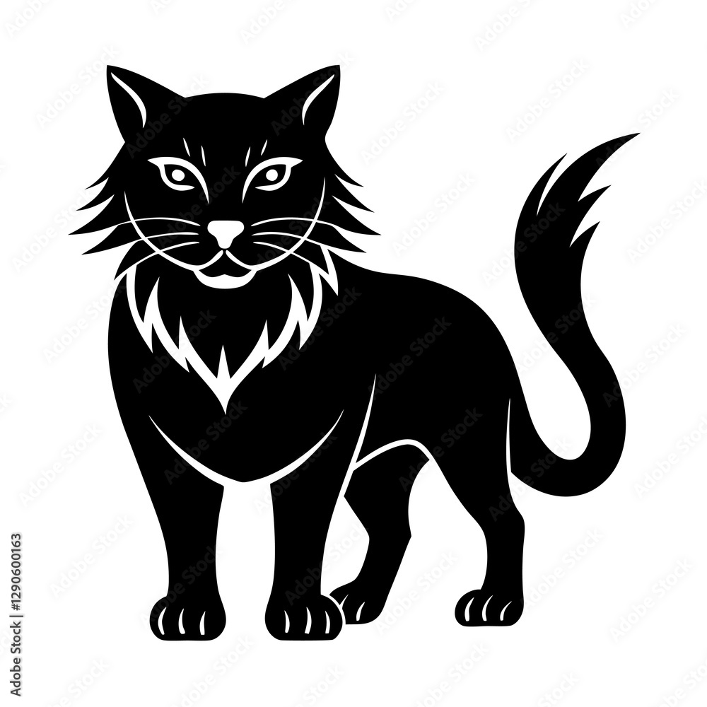 Wildcat Silhouette Vector Icon High-Quality Design on White Background. Wildcat Silhouette Vector Icon High-Quality Design on White Background.
