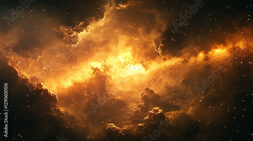 Wallpaper Mural Abstract space design featuring glowing cosmic clouds, nebula patterns, and radiant light orbits  Torontodigital.ca