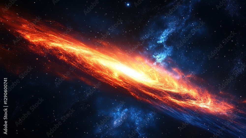 Obraz premium Abstract space background with bright galaxies, energetic rays, and glowing cosmic clouds