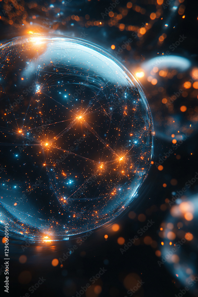 Futuristic Globe of Blockchain Nodes and Data Streams Futuristic Globe of Blockchain Nodes and Data Streams