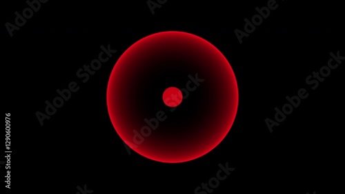 A glowing circle on a black background surrounds a red pulsing dot. This isolated looped animation has an alpha channel.