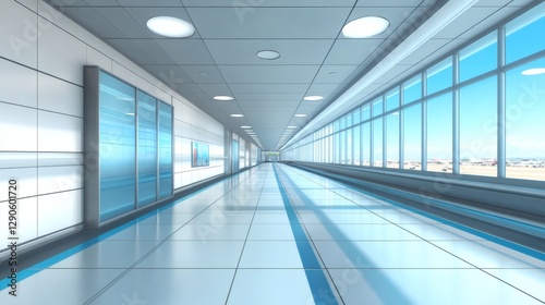 Wallpaper Mural Futuristic Airport Terminal Walkway with Bright Natural Light Torontodigital.ca