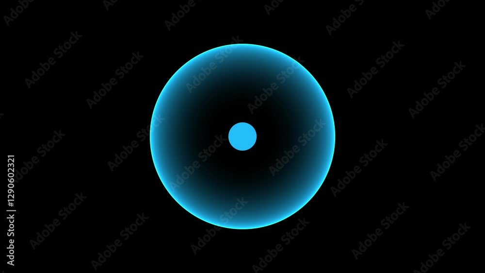 A blue pulsing dot is surrounded by a glowing circle on a black background. This looped animation is isolated and has an alpha channel.
