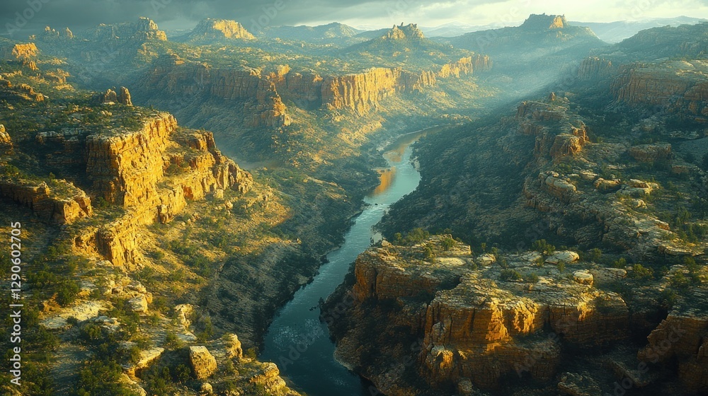 Obraz premium Scenic Canyon River Valley Sunrise