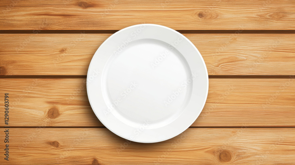 clean, empty white plate on wooden table surface, showcasing simplicity and elegance. Perfect for dining settings or food presentation clean, empty white plate on wooden table surface, showcasing simplicity and elegance. Perfect for dining settings or food presentation