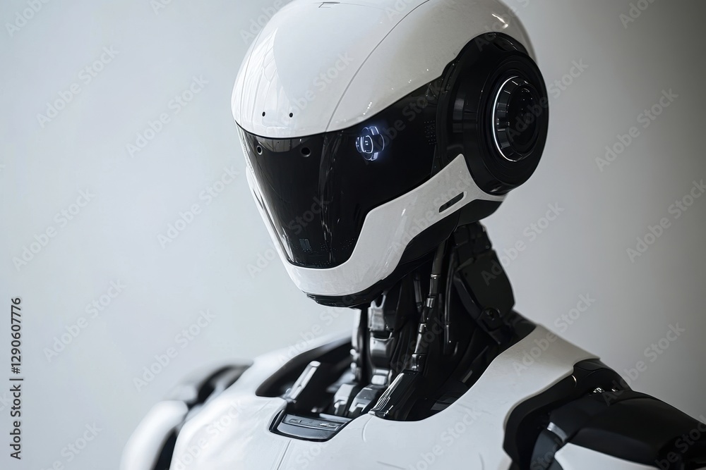 Futuristic humanoid robot with advanced features in a modern indoor setting Futuristic humanoid robot with advanced features in a modern indoor setting