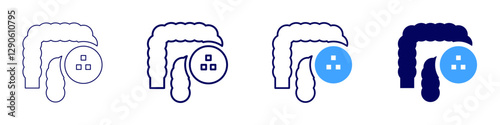 Intestine disorders icon in 4 different styles. Thin Line, Line, Bold Line, Duotone. Duotone style. Editable stroke