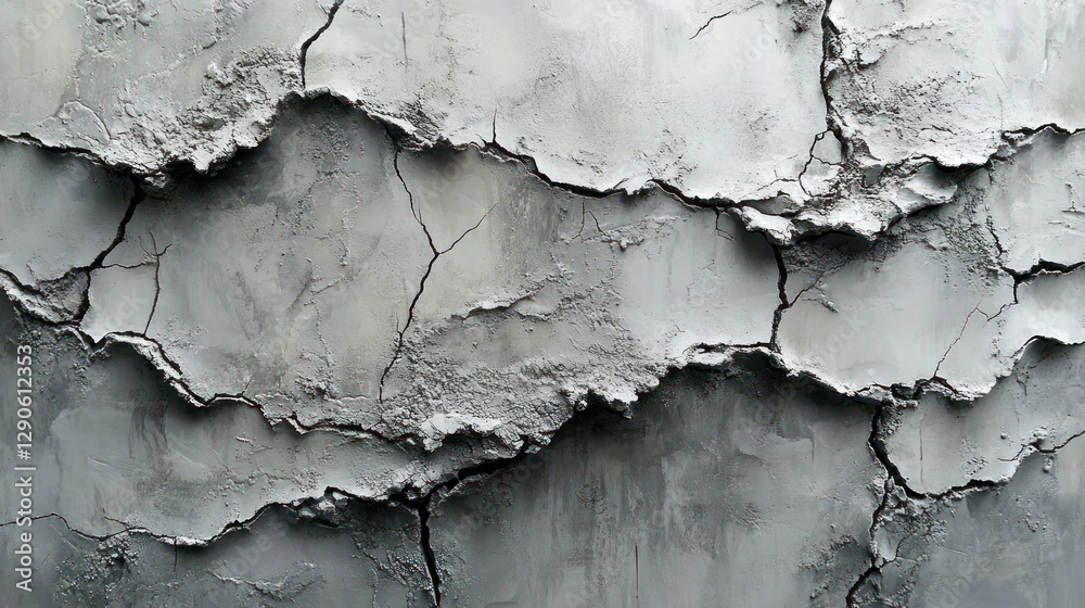 Obraz premium Gray powder texture with deep cracks, studio shot