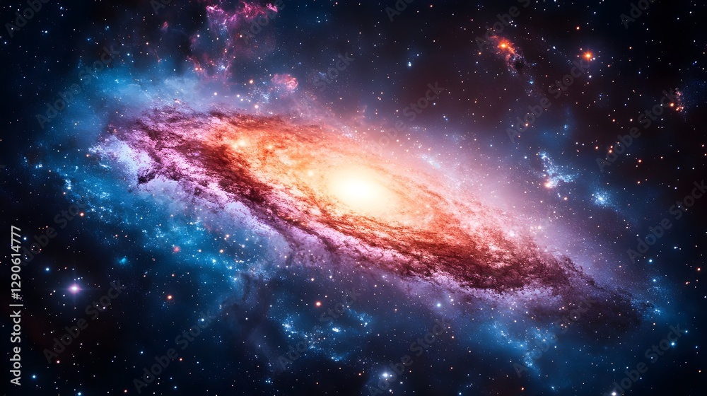 Fototapeta premium Stunning Spiral Galaxy in Deep Space Cosmic Nebula Star Clusters and Celestial Wonders