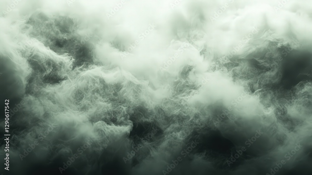 Obraz premium Abstract Swirling Green and Gray Clouds Dramatic Texture