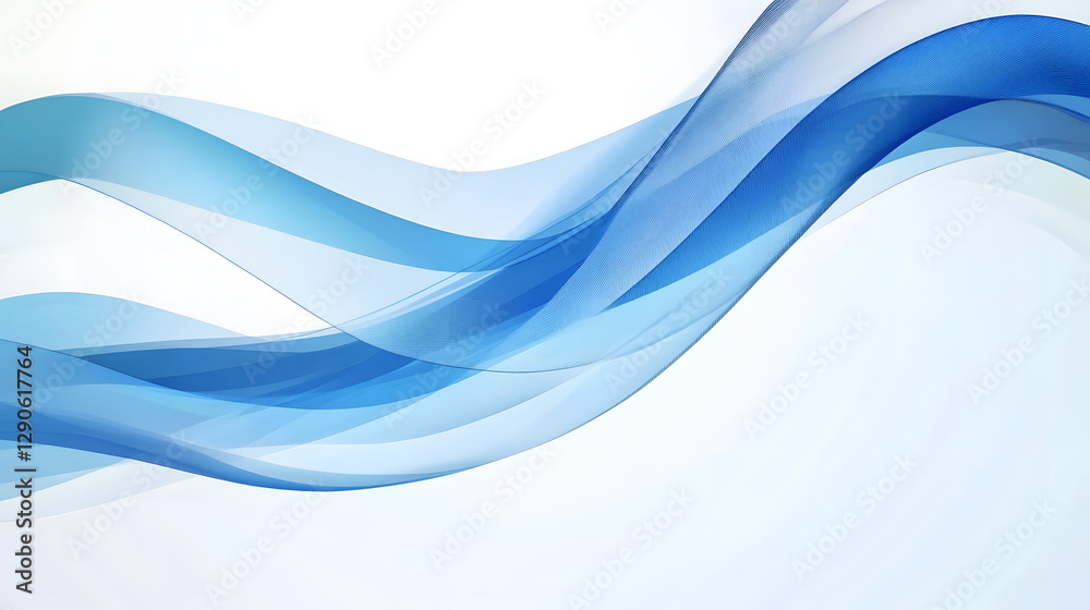 Fototapeta premium Blue wave lines background vector presentation design with copy space 