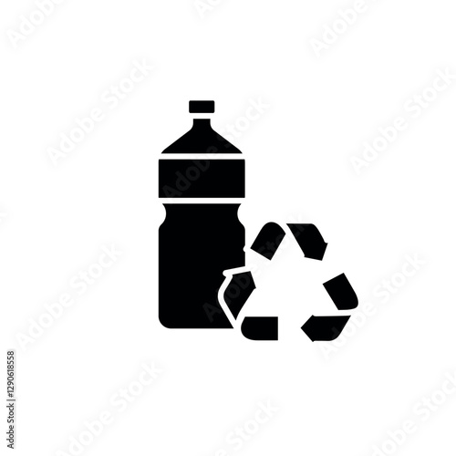 Recycling plastic bottles simple glyph icon. Vector solid isolated black illustration.