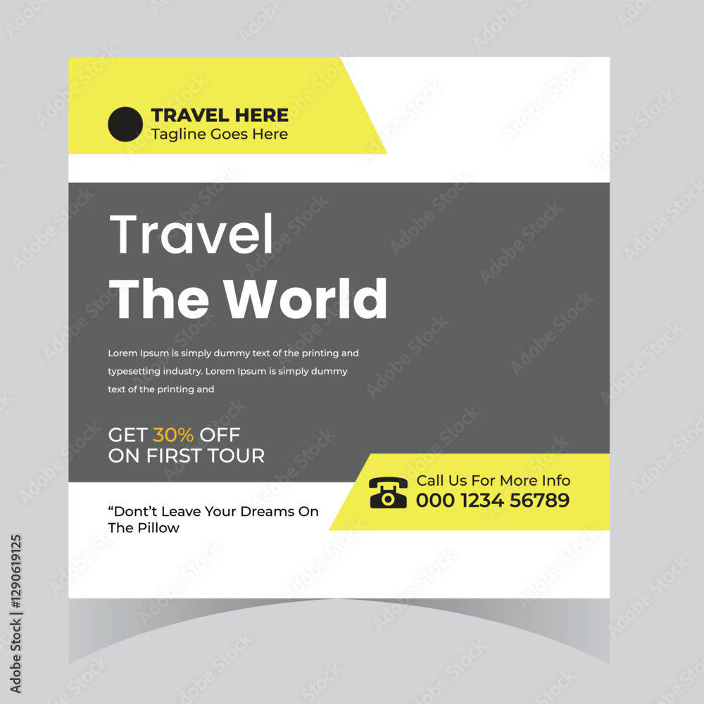 Travel tour adventure vacation social media post design and web template and square flyer design Travel tour adventure vacation social media post design and web template and square flyer design