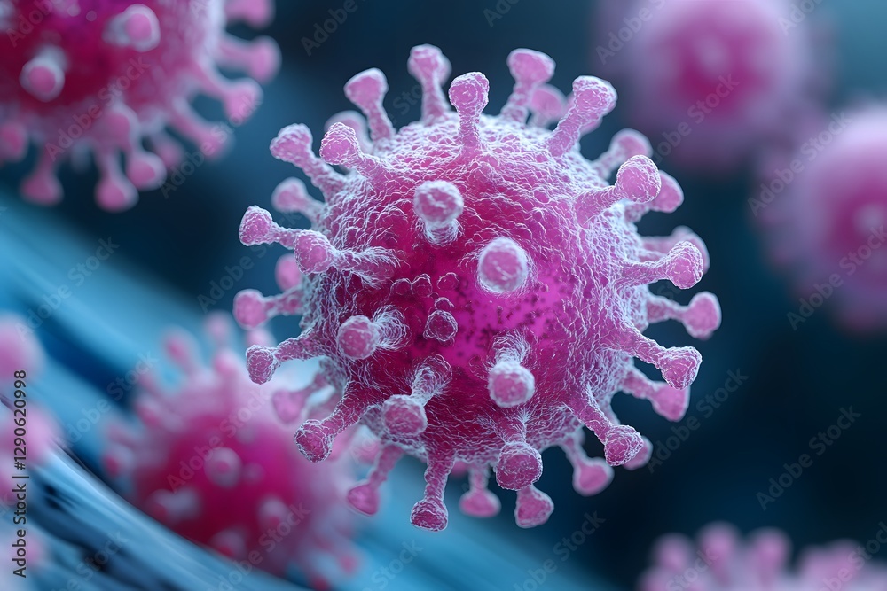 3D Illustration of Virus Cells on a Blue Background for Medical and Scientific Use 3D Illustration of Virus Cells on a Blue Background for Medical and Scientific Use
