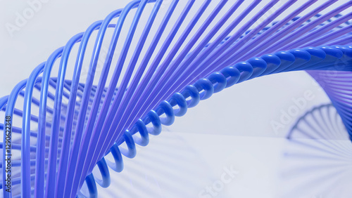 3D render illustration features a minimal geometric background with a blue wavy shape.