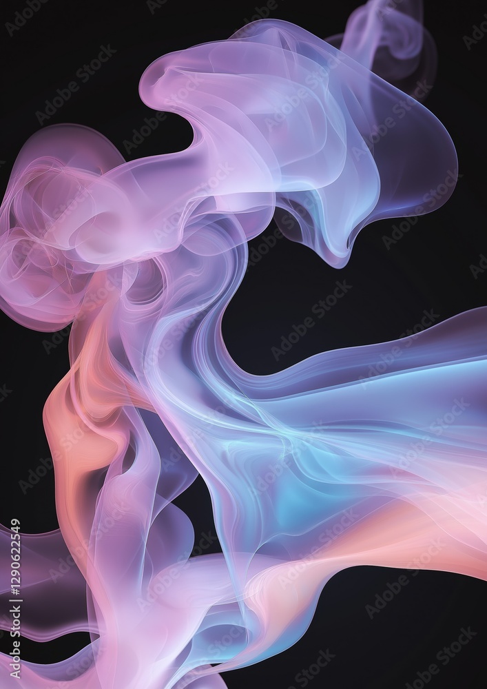 Naklejka premium Abstract digital art piece that appears to be made up of different shades of pink, blue, and purple smoke. the smoke is flowing in different directions, creating a sense of movement and energy.
