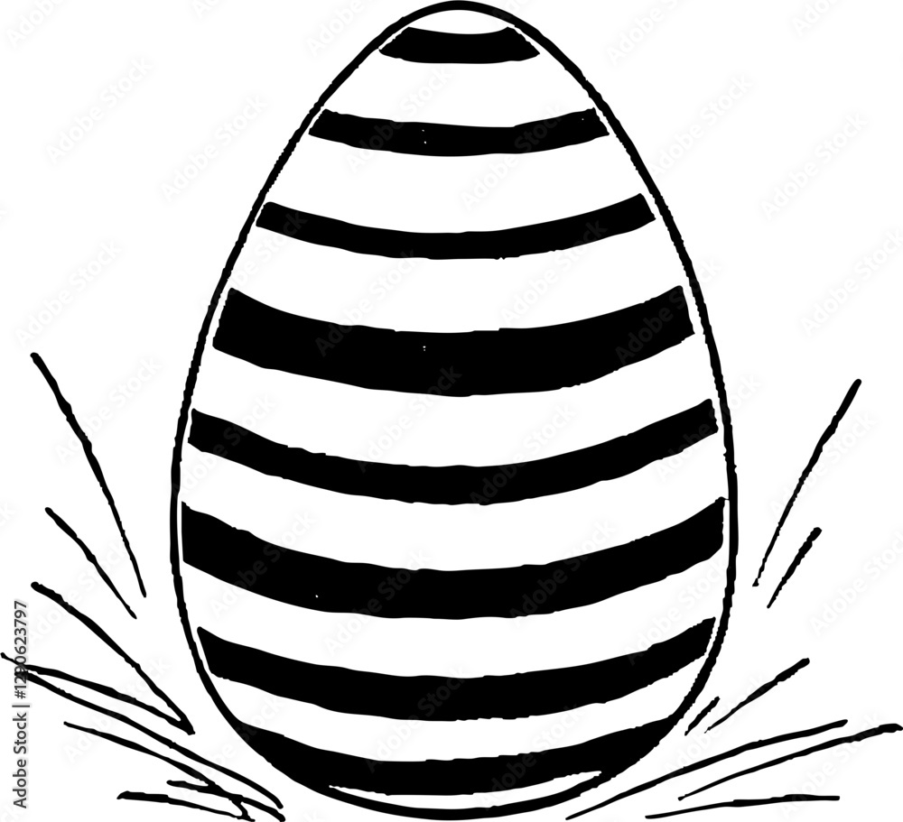 striped egg nestled in grass, symbolizing spring and renewal striped egg nestled in grass, symbolizing spring and renewal