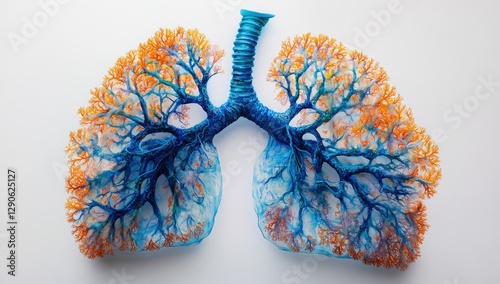3D Model of Lungs, Anatomical, Studio,  Healthy Respiratory System photo