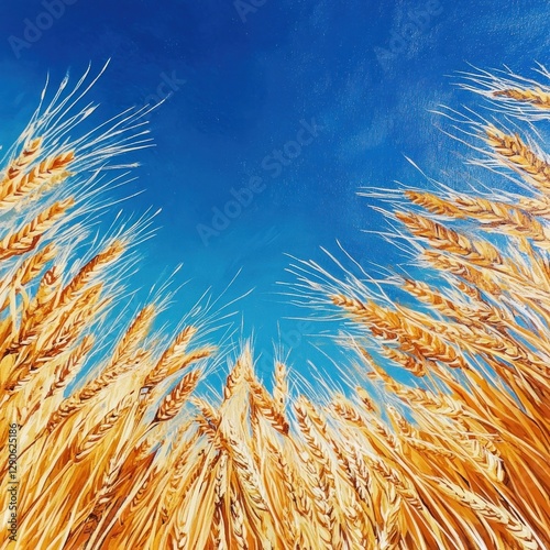 Golden Wheat Field Under a Clear Blue Sky