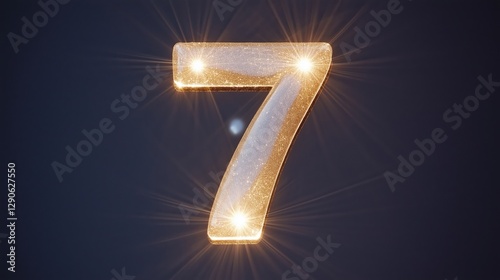 Mystical glowing number seven representing luck and spirituality in a dark setting with magical energies