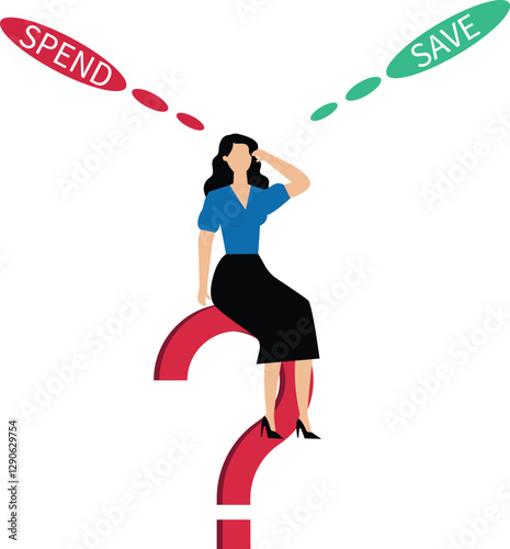 Balancing save or spend choice, money decision